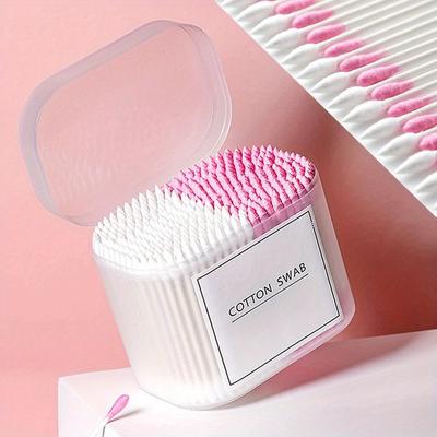 300Pcs Disposable Double Head Wood Cotton Swab Lipstick Ear Swab Cleaning Cotton Buds Makeup Sticks Cotton Swabs Tools