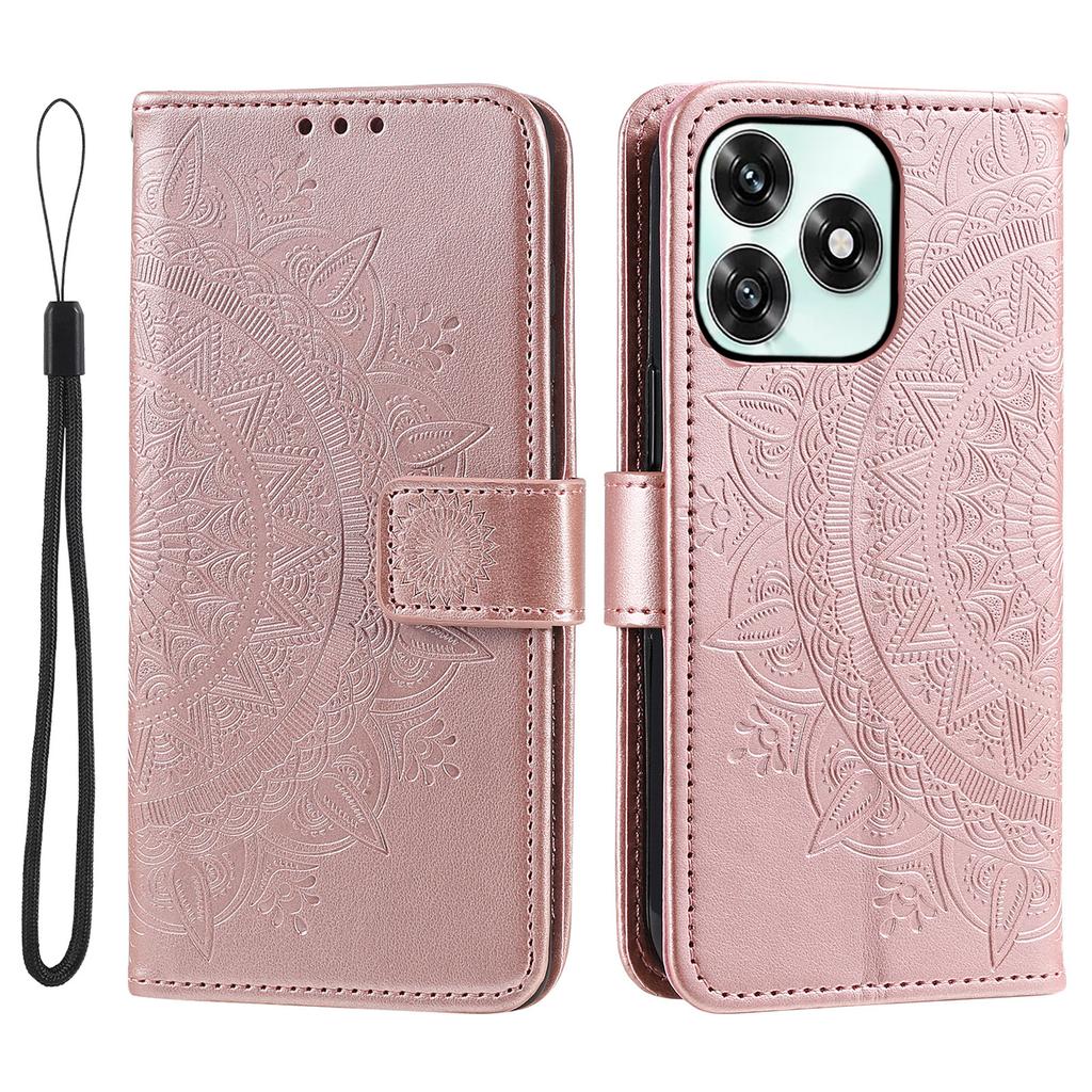 Stand Case For Honor Play10A 4G / X5c Plus 4G / X5c 4G Imprinted Totem PU Leather Wallet Phone Cover with Wrist Strap