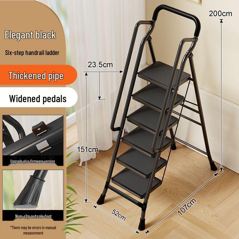 Folding Handrail Ladder with Extra Wide Pedals for Interior Use