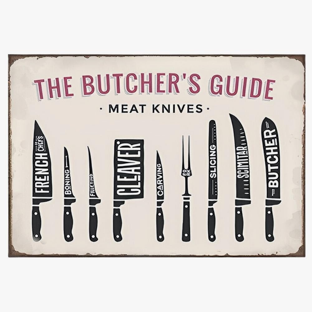 Retro Vintage Blechschild für und Amerikanische Zuschnitte zum Aufhängen Zutaten [S.T.S.G] Restaurants, Cafés, Küchen, Rindfleisch, Poster, (Rindfleischschild)