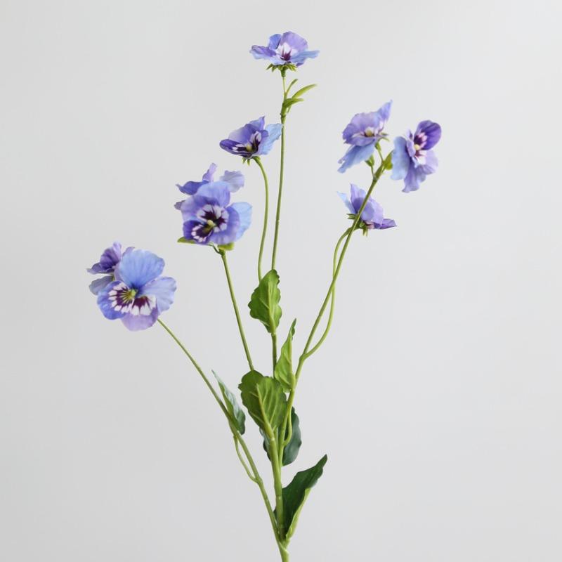 5 Stück Seiden-Weiße Stiefmütterchen Schmetterlingsblume Simulation Grüne Pflanze Restaurant Dekoration Kunstblumen Künstlicher Stiefmütterchen Zweig
