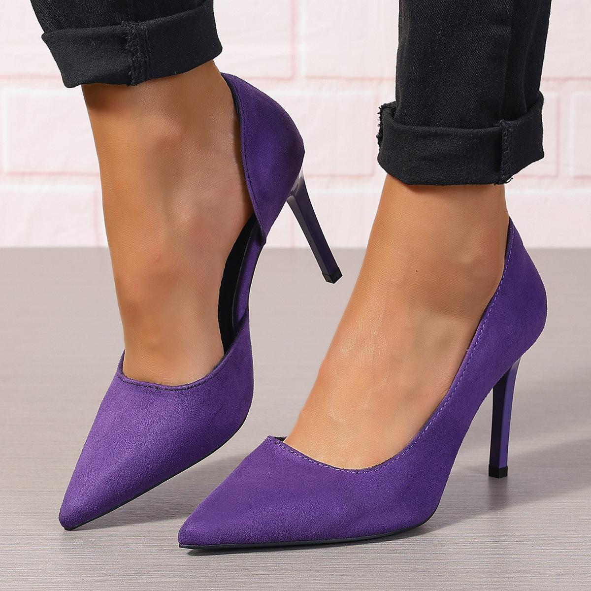 

Женские Модные Маленькие Свежие Стройнящие и Сексуальные Туфли-лодочки на Среднем Каблуке с Острым Носком 9 фиолетовый