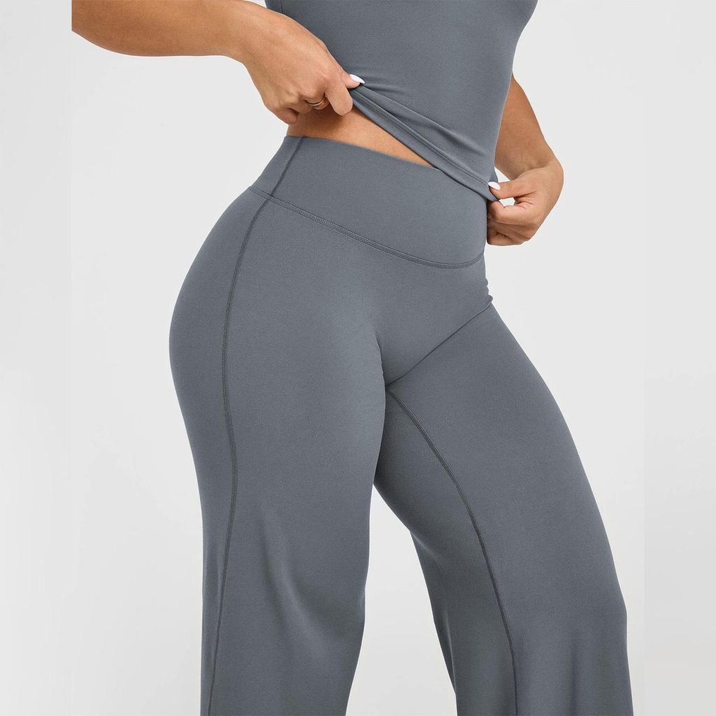 DFYNE Women's Seamless High-Waist Straight Leg Yoga Pants - Nude Feel, Butt-Lifting, Slimming, Loose Fit, Sports & Outdoor.