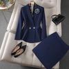 Women's Spring and Autumn Occupational Suit Design Temperament Suit Jacket + Western Pants Two Piece Set