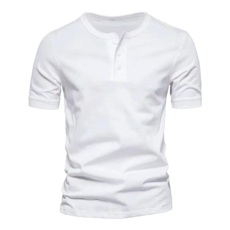 IHUASU Men's Fashion Casual Summer Spring Short Sleeve V-Neck Blouses & Shirts Elegant