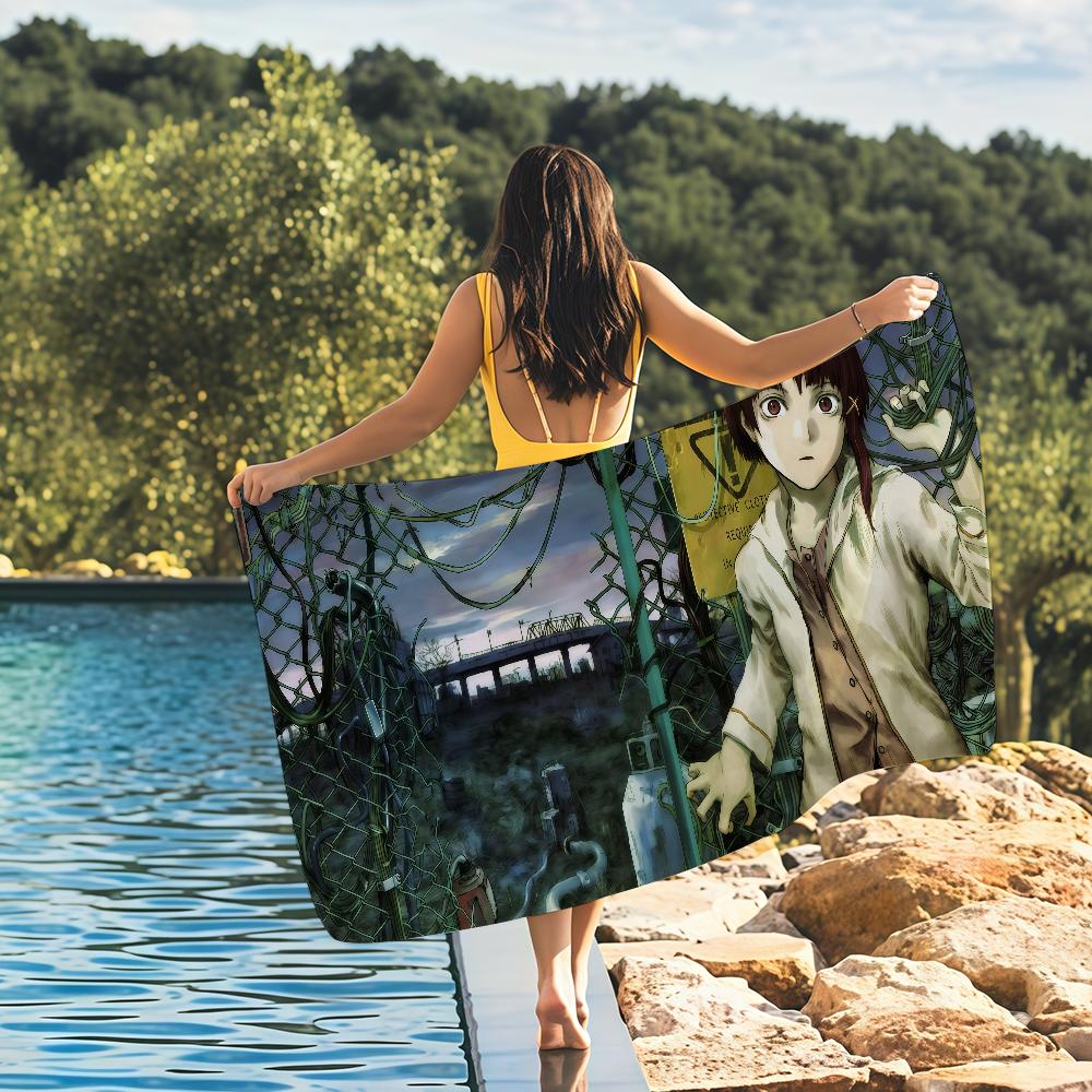 Anime S-Serial Experiments Horror L-Lain Game Quick Drying Beach Towels Are Suitable For Swimming Pools Camping Yoga And The Gym
