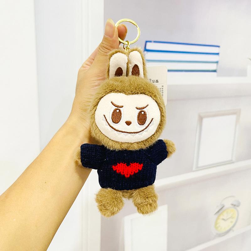 Creative Cartoon La Bubu Plush Clothing Toy Keychain Car Backpack Hanging Pendant Keyring Couple Accessories Decorative Gifts