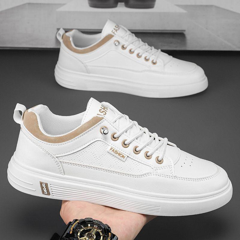 Mens Leather Shoes Fall Fashion Sneakers for Driving Walking Office, Comfortable Men Slip on Skate Flats Non Slip Youth Shoe