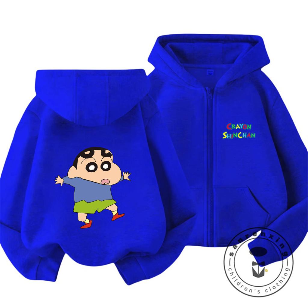 New Hot Zipper Hoodie Kawaii Cartoon Print Autumn Winter Kids Hoodie Crayon Shin Chan Children 3 14