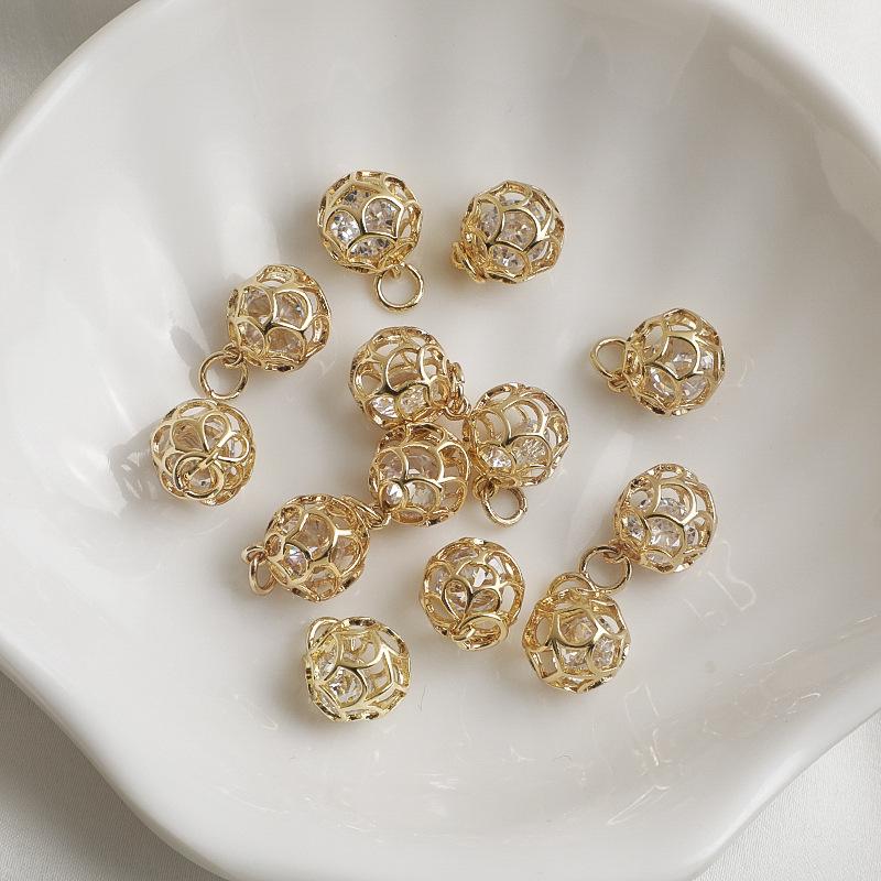 14K Gold-Filled Zircon Lantern Bell Water Drop Pendant Necklace Charm for DIY Jewelry