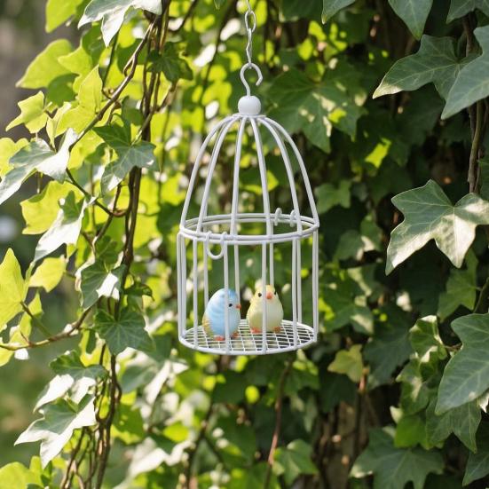 Micro Landscape Birdcage Ornaments, Vintage Iron Bird Cage, Decorative Hanging Bird Cage Decor, Hanging Frame Bird Cage Decor, Small Birdcages for