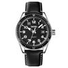 Men's Watch Black Leather Band Big Face Waterproof Analog Business Casual Luminous Arabic Numerals Date Stylish High-End Gift