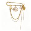 Gold Color Shell Pendant Brooch Metal Chain Tassel Starfish Brooch Pin  Beach Vacation
