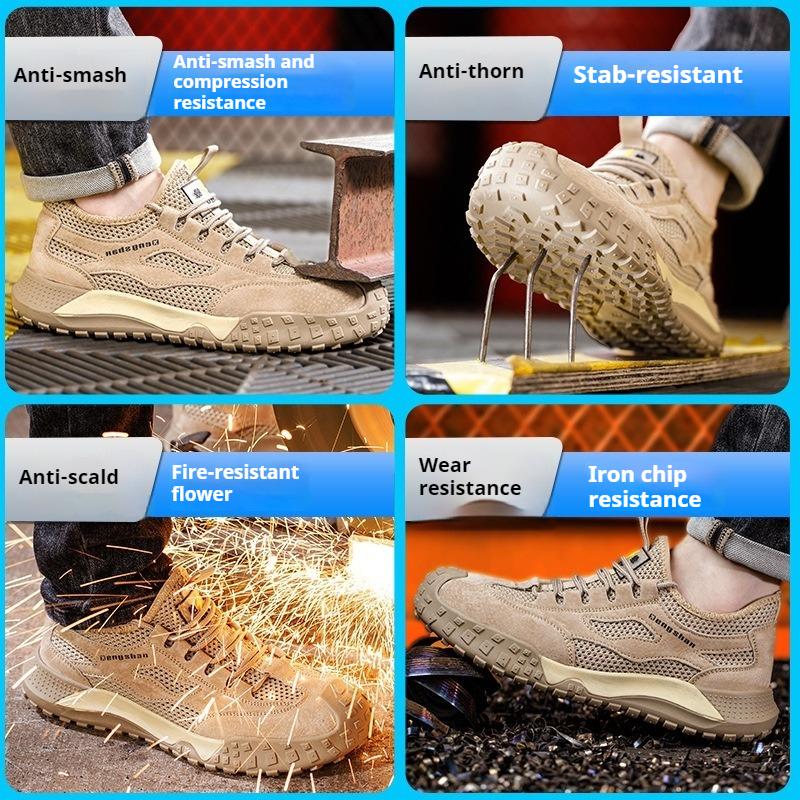summer safety shoes breathable mesh work shoes with plastic toe industrial non-slip sneakers insulated work boots for welder