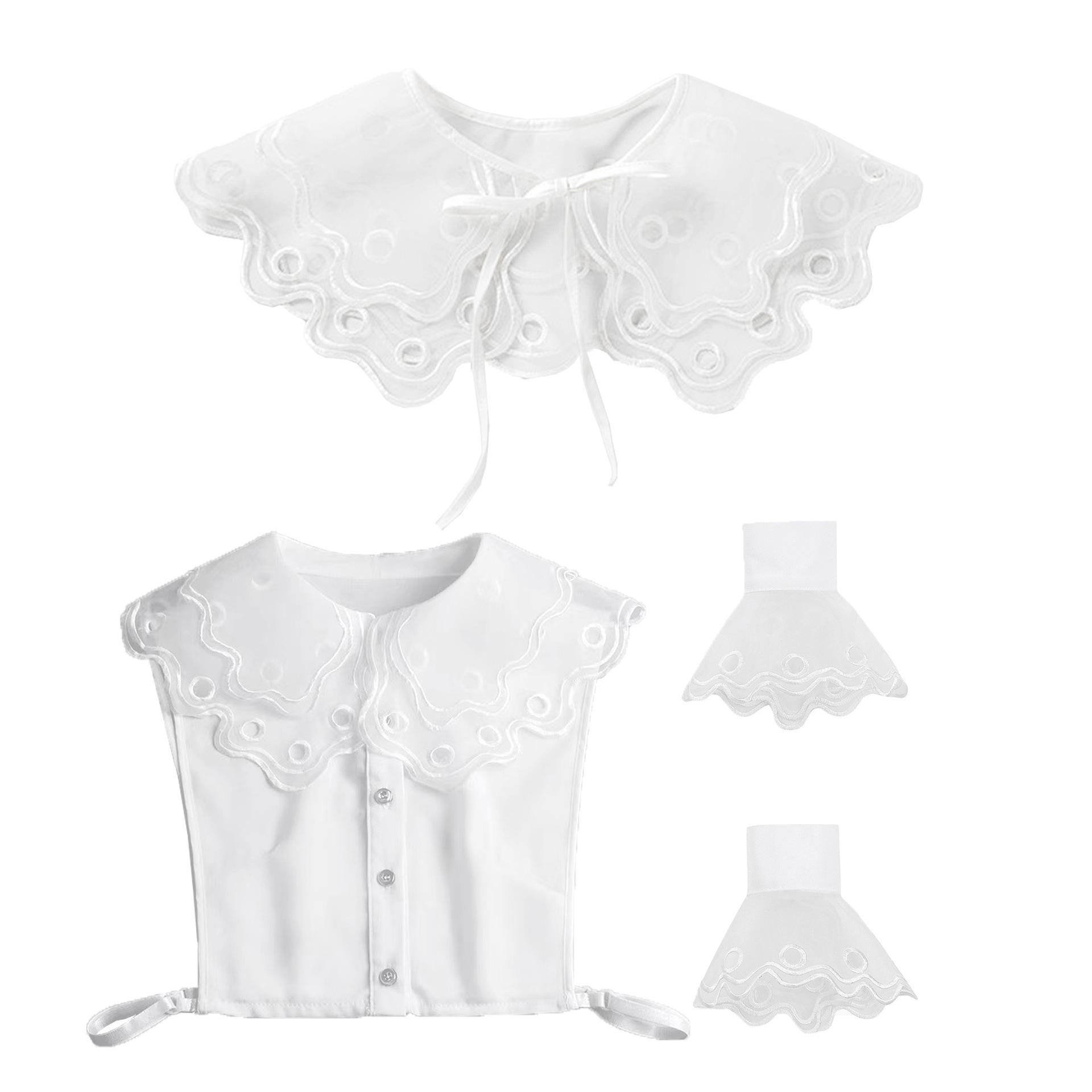 

Женская рубашка с лацканами, съемный воротник + накладные манжеты + набор шали, воротник рубашки, корейский стиль, кукольный свитер, ложные воротники