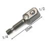 Hex Handle To Square Head Socket Adapter for 1/4, 3/8, 1/2 Air & Electric Screwdrivers