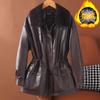 Fleece thickened leather jacket women's medium and long winter new foreign-style fur integrated large-size coat
