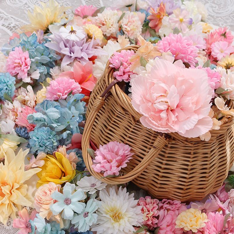 Multiple Sizes Mix Artificial Flowers Silk Fake Flowers for Home Decor Wedding Decoration Bride Clothing DIY Craft Gifts Garland