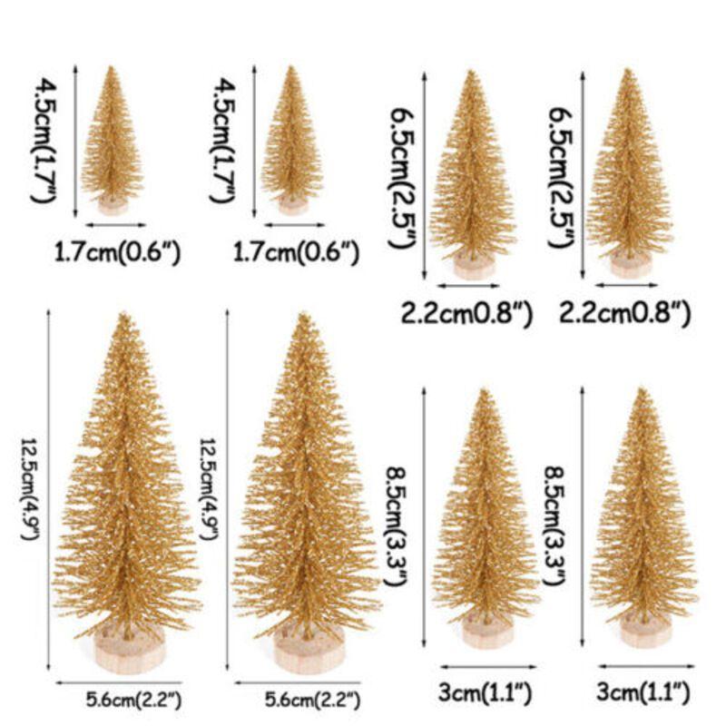 Christmas 8pcs Miniature Tree Mini Pine Frosted Sisal Trees Xmas Ornaments Decor