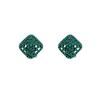 Green geometric diamond-set square stud earrings women's earrings temperament cold wind ears
