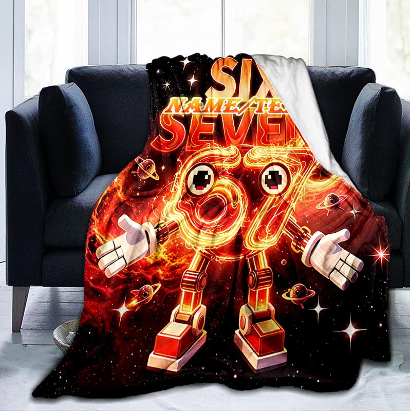 1PC Custom Name "Six-Seven Cosmic Robots" Outdooor Flannel Blankets Throw Blanket All-Season Throw Gift Bedspread for Couch, Bed, Camping Holiday Birt