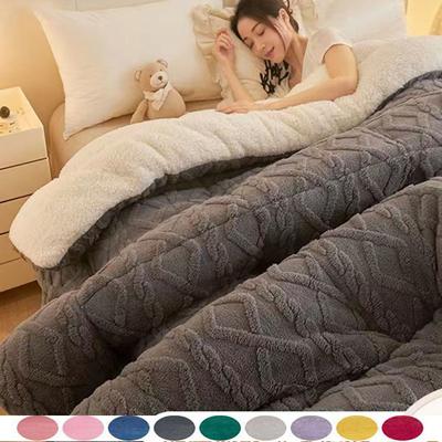 Coperta di peluche di agnello ispessita, plaid in pile di peluche per letto, divano, coperte calde di mante, trapunta di velluto corallo, tessuti per la casa