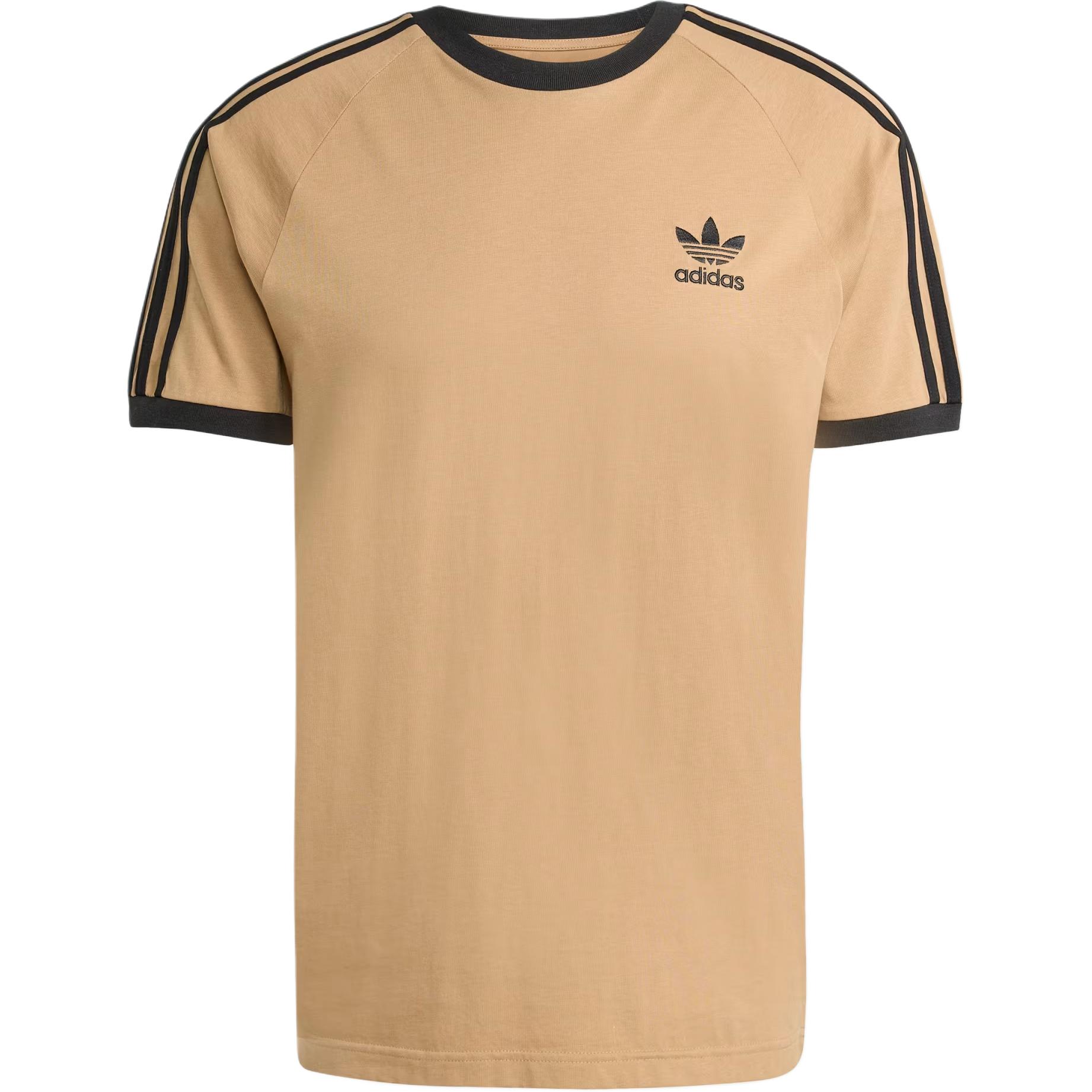 

Adidas Originals Three Stripes Slim Fit Crew Neck T-Shirt Men Tops Light-Brown JY1370 S