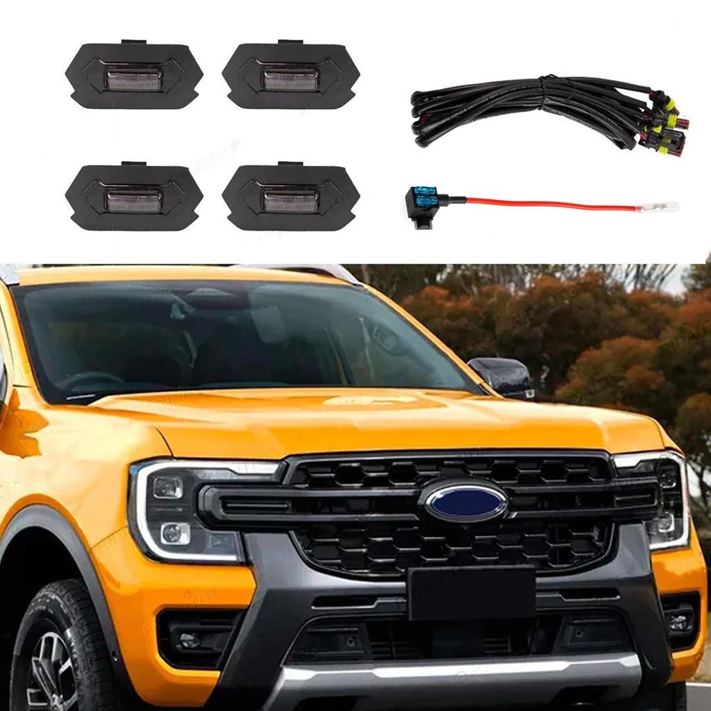 Amber White for Ford Ranger Wildtrack T9 2023 2024 2025 Car Front Grille LED Light Modified Vehicle Daytime Running Lamp
