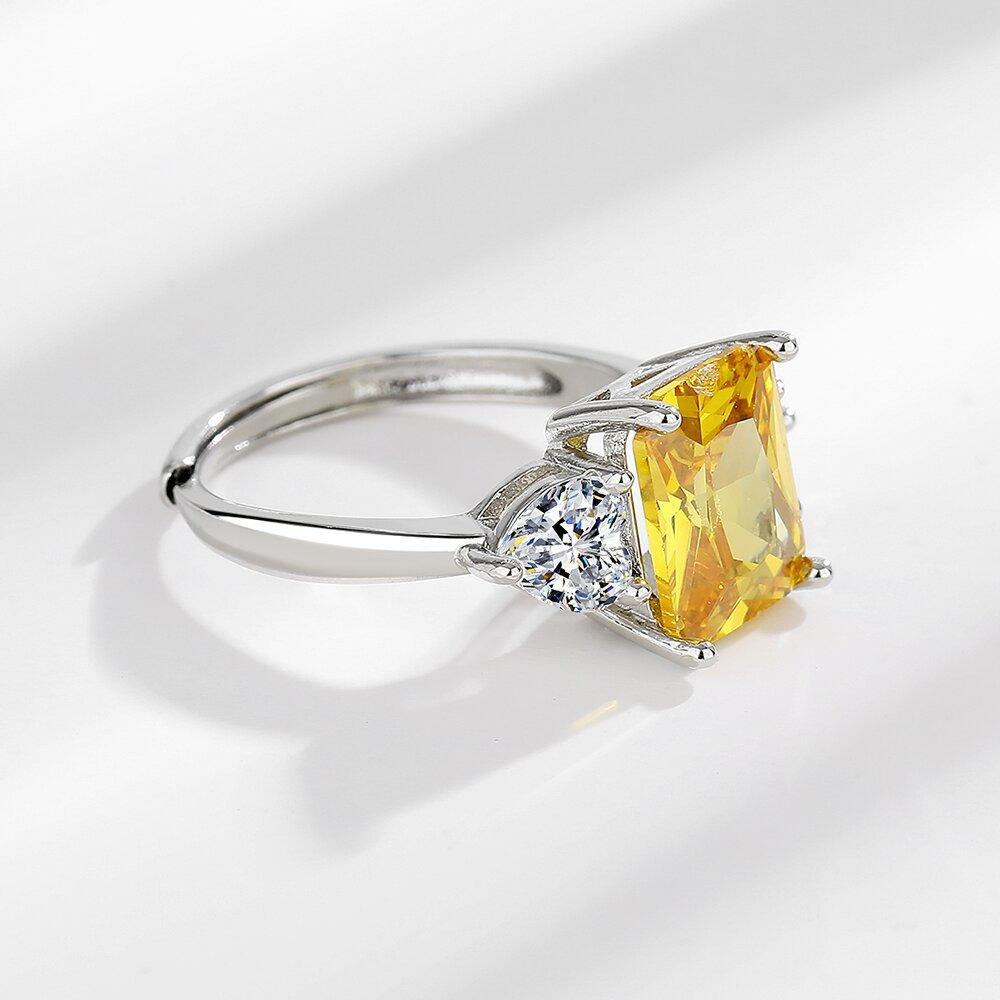 2026 Europäischer und Amerikanischer Modeschmuck Zirkonring Damen Citrin Damen Farbiger Schatz Diamantring Ring Schmuck