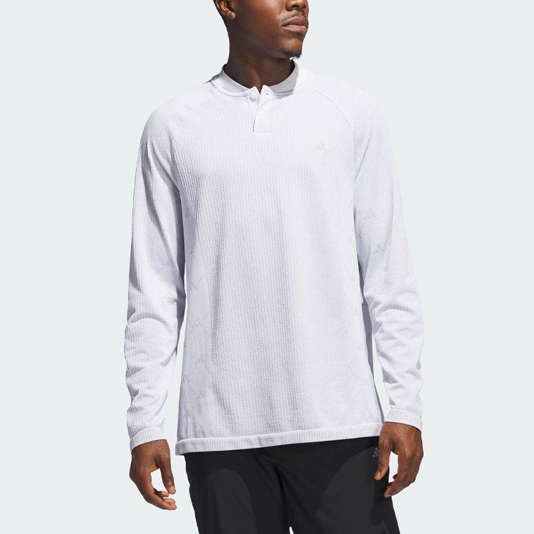 Adidas Ultimate365 Tour Primeknit Logo Print Golf Long Sleeve Polo Shirt Men Polo Shirts Light-Gray IL9637