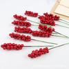 30PCS Flexible Wire Stem Artificial Berry Picks Red Color Red Berry Stem  Christmas Tree Decor