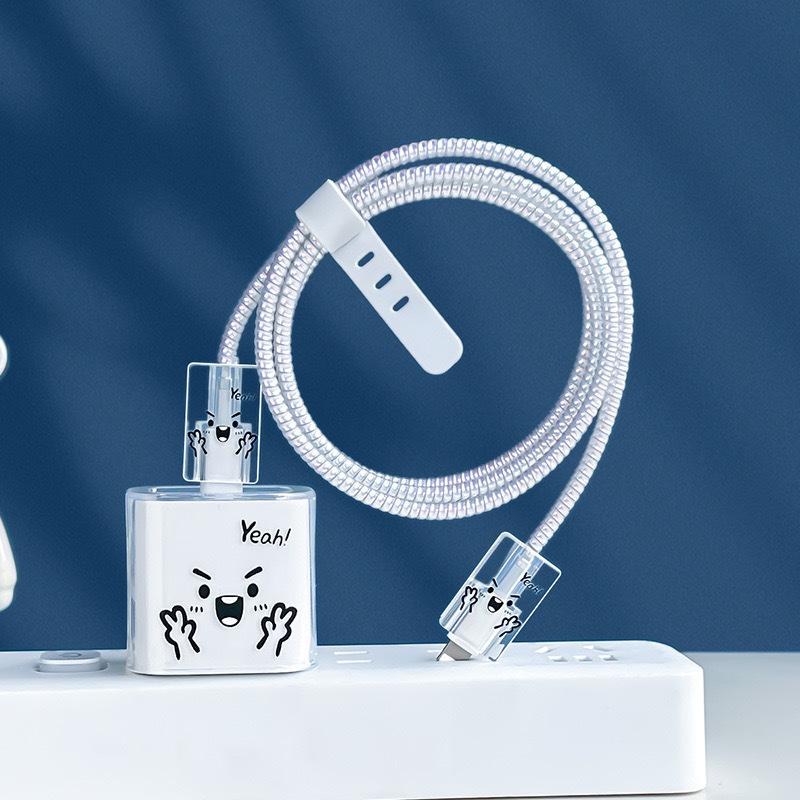 Fire-delt ladebeskyttelse, datakabelbeskyttelse, beskyttelsesdeksel for ladehode, egnet for IPhone 18/20w lader