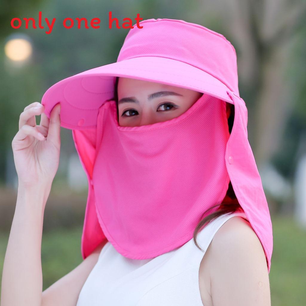 Summer Sun Protection Wide Brim Hat With Removable Face Cover For Outdoor Travel Adults