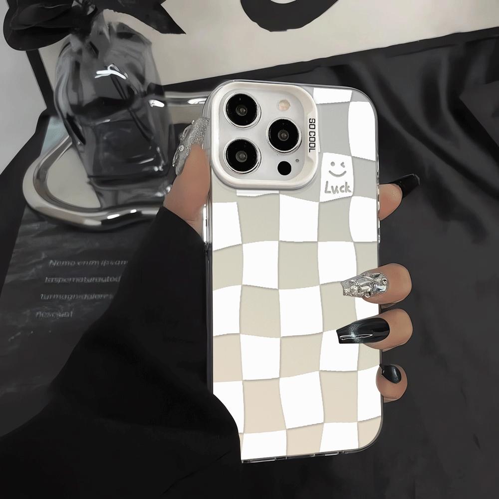 Creative Black White Grid Phone Cover Case for iPhone 17 Pro Max 13 15 12 Pro Air 11 17e 16 14 Plus
