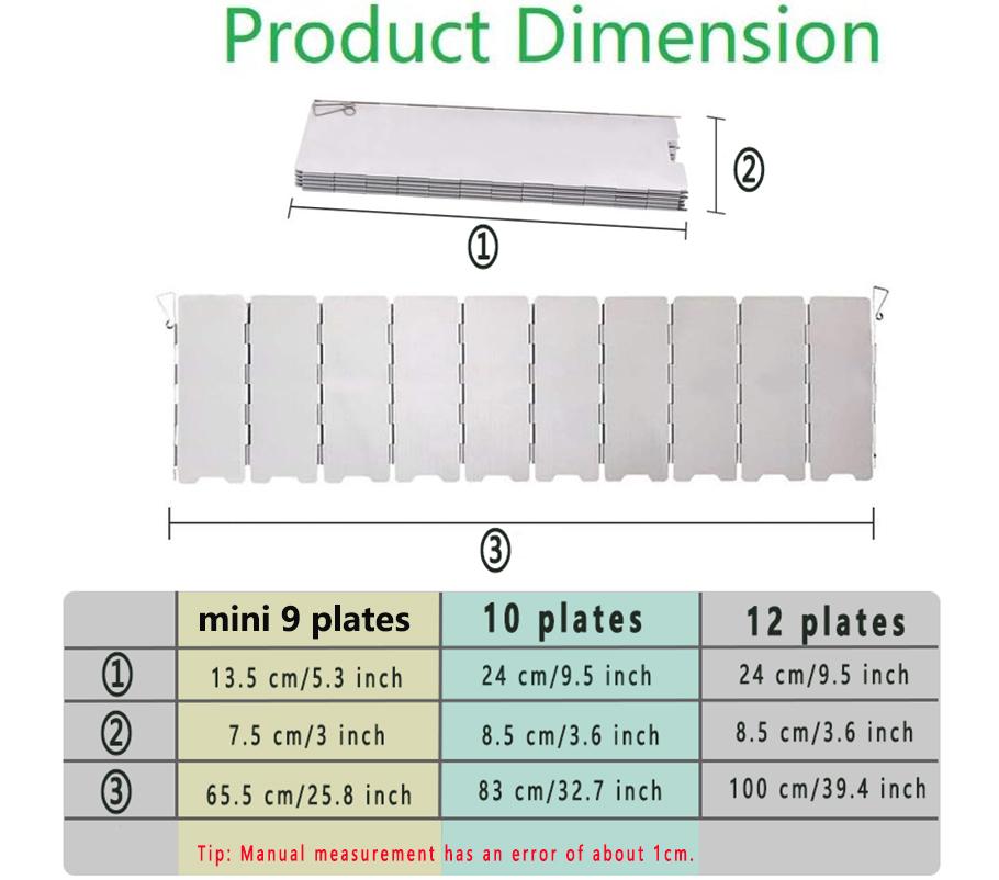 Camp Stove Windscreen, 9/10/12 Plates Aluminum Folding Portable Camping Windshield Grill Wind Screen For Camp With Carry Bag