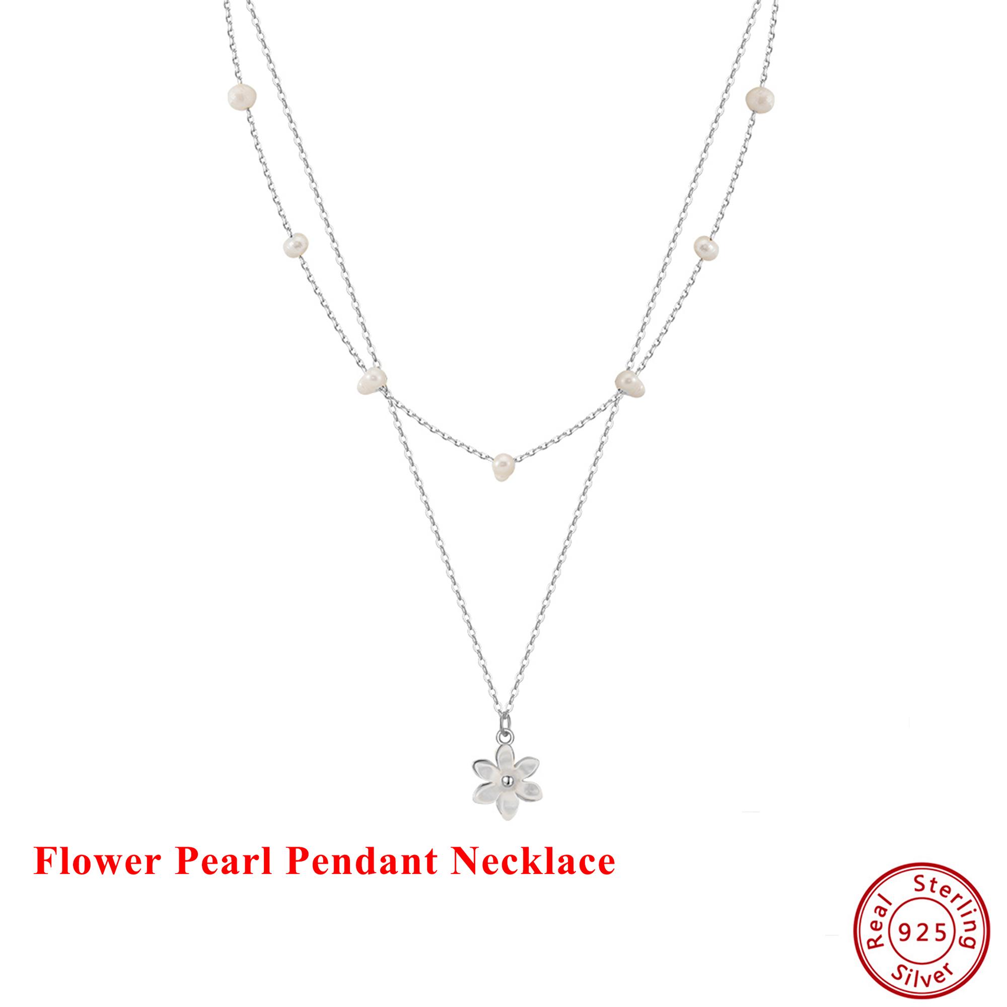 

EFFIE QUEEN 100% S925 Silver 14k Gold Snowflake Pearl Pendant Necklace Natural Jewelry for Women Wedding Party Casual Gift GPN73 серебряный