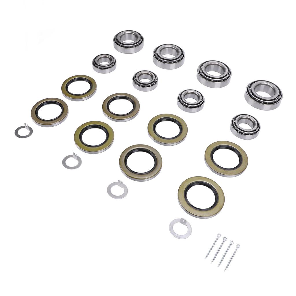 4 Sets Trailer Axle Bearing Kit 6000 to 7000lb Steel Alloy Trailer Wheel Hub Bearing Set with Cotter Pins and Grease