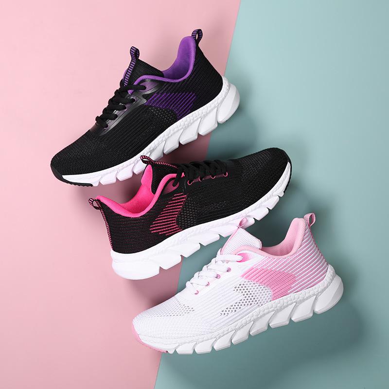 2025 new summer sports and leisure women's shoes breathable hollow comfortable breathable mesh fly-woven running shoes travel