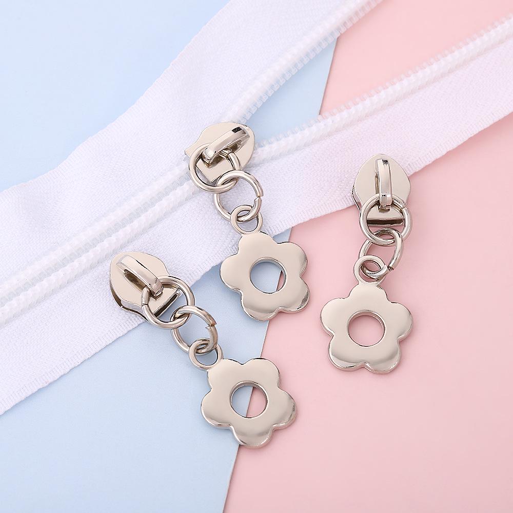 Auf Lager Größe 5 Blume Zinklegierung Nylon Reißverschlussanhänger für Taschen & Bekleidungszubehör