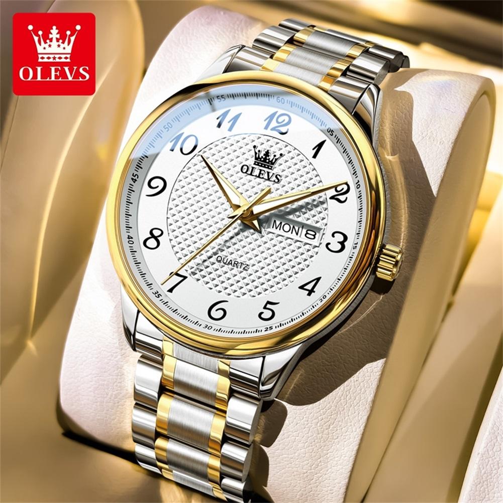 OLEVS 5667 Mens Watch Casual Fashion Original Week Date Quartz Watch Waterproof Luminous Watches For Man Box Gifts Reloj