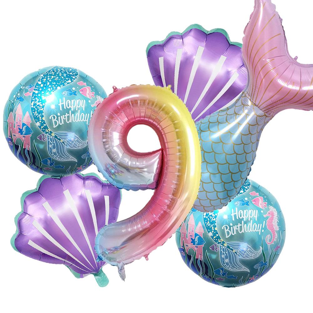 Mermaid Balloon 32 inch Digital Aluminum Foil Balloon Children's Birthday Party Decoration Baby Shower Decoration