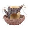 Hanging Tree Stump Bird Feeder, Sturdy Resin Bird Watching Feeding Station with sy to Open Water Inlet and Holes