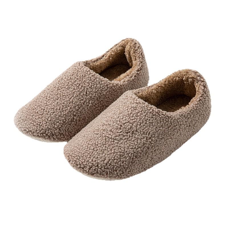 Women’s and Men's Plush-Lined Cotton Slippers: Warm, Non-Slip, Closed Heel for Indoor Use In Autumn and Winter