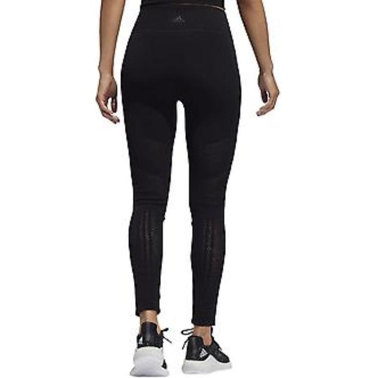 adidas Warp Knit High-Rise Simple Solid Color High-Waisted Slim Fit Comfortable Sports Pants Women Bottoms Black DX9300