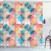 Colored Geometric Ombre Shower Curtains For Bathroom, Gradient Color Design Art Waterproof Fabric Bath Curtains,Teal/Blue/Orange