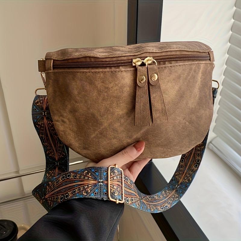 Women's Retro Chest Bag, Bohemian Style Anti-theft Crossbody/Waist Bag, suitable for cycling, fitness, and travel - Nylon material.