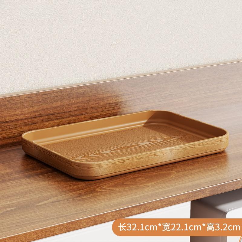 Multi-Purpose Extra-Thick Wood Grain Rectangular Trays - Serving Plates for Home Dining Table, Restaurant & Commercial Catering