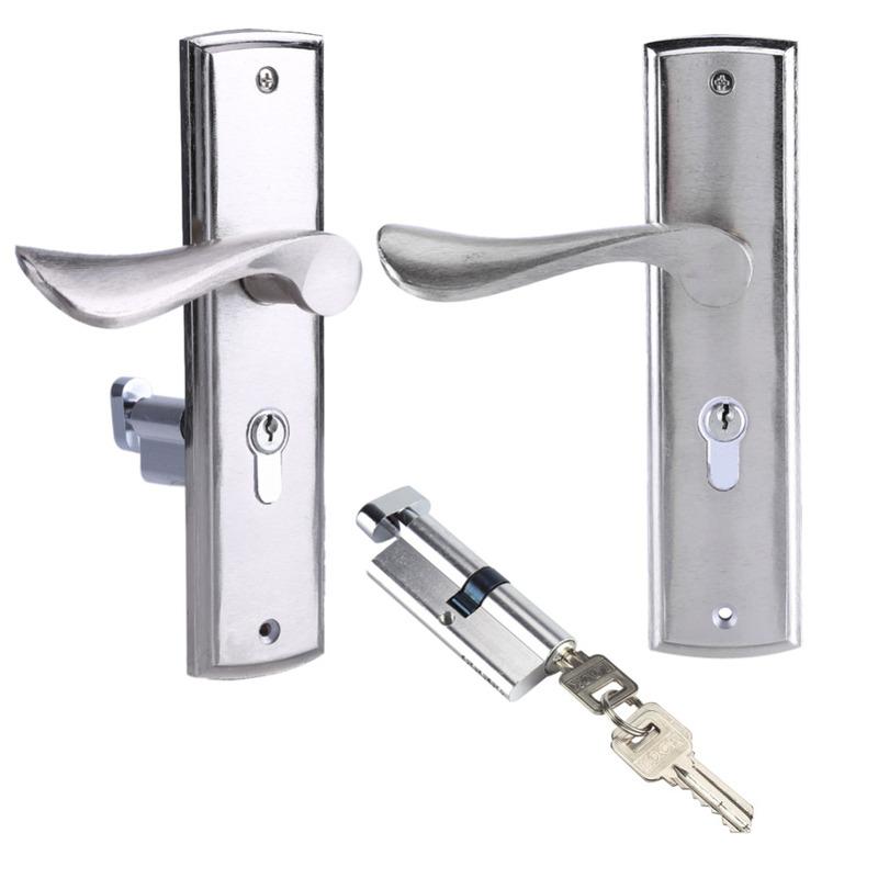 1 Set Türklinken-Schließzylinder Vorne Hinten Hebel Riegel Haussicherheit m. Schlüsseln Massiver Vierkantstift Innentürschloss