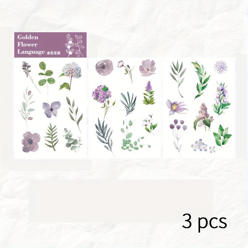 3 pcs/pack Plants flower leaves flat stickers DIY album Washi stickers Decorative Stick Labels Scrapbooking material