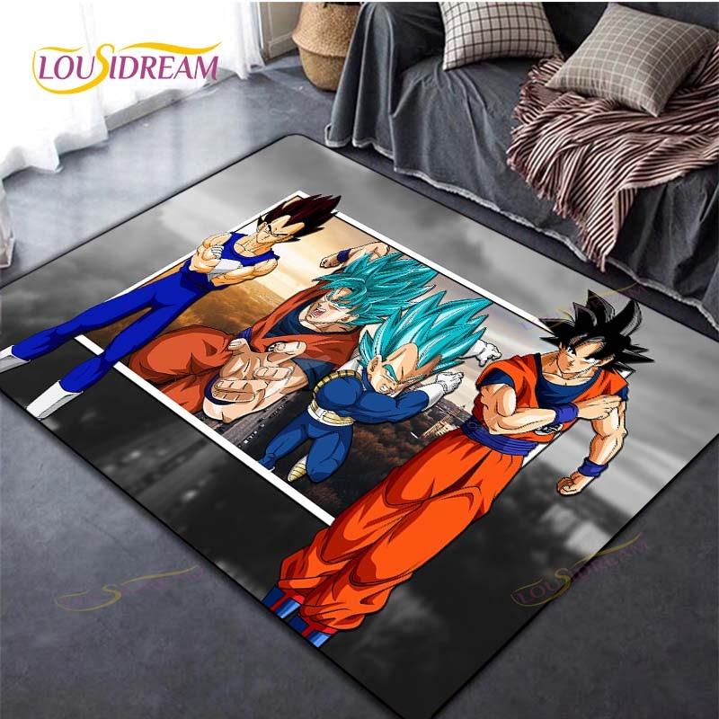 Alfombra antideslizante con dibujos de Dragon Ball Goku para suelo, alfombra cuadrada de calidad para habitación, suelo de baño y cocina extraíble, alfombra impermeable